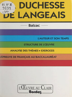 cover image of La duchesse de Langeais, Balzac